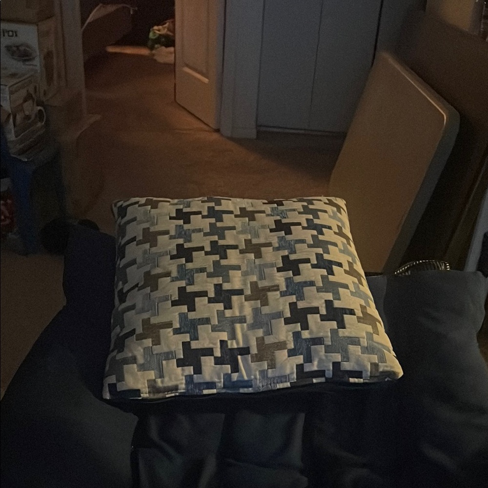 UGG Geometric Pattern Pillow - Blue and Gray